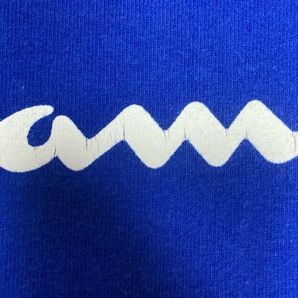 Champion Mens Large T Shirt Vintage Spellout Blue - Picture 4 of 5